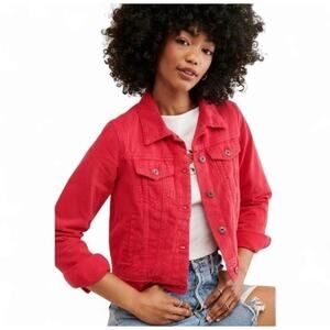 Free People Red Denim Coat